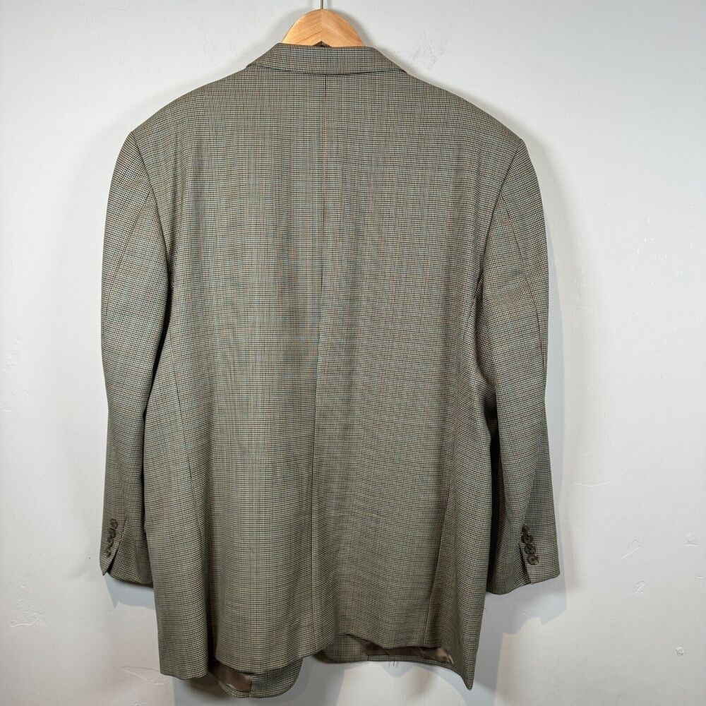 Joseph Abboud Blazer 100% WOOL Geometric Check Brown Jacket Sport Coat 44R - Picture 2 of 13